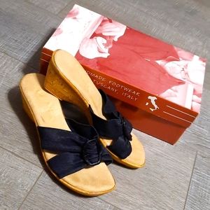 ITALIAN HANDMADE SHOES!  Leather & Cork Heeled Sandals From Tuscany Wome…